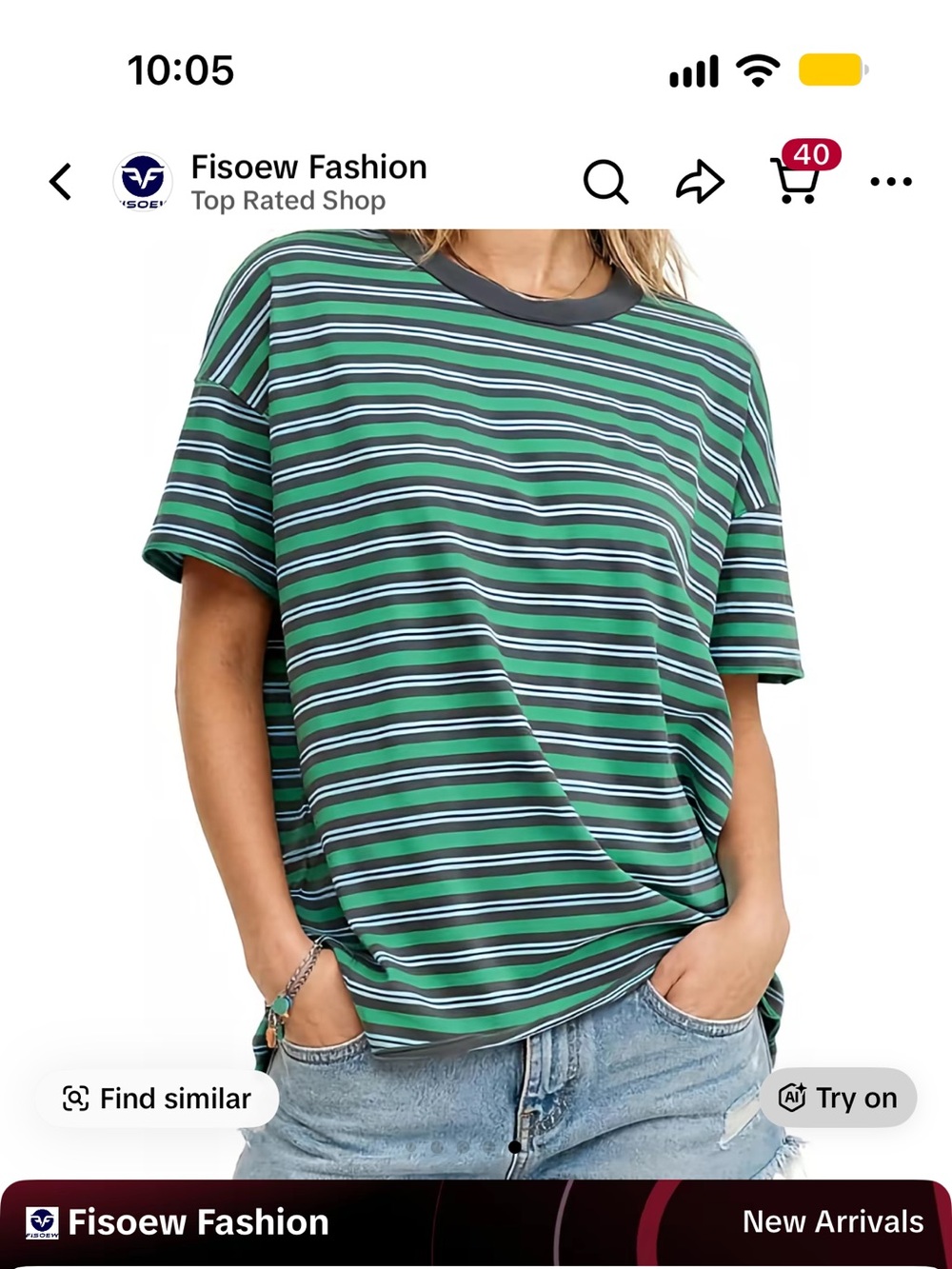 Green Striped Short Sleeve Tee